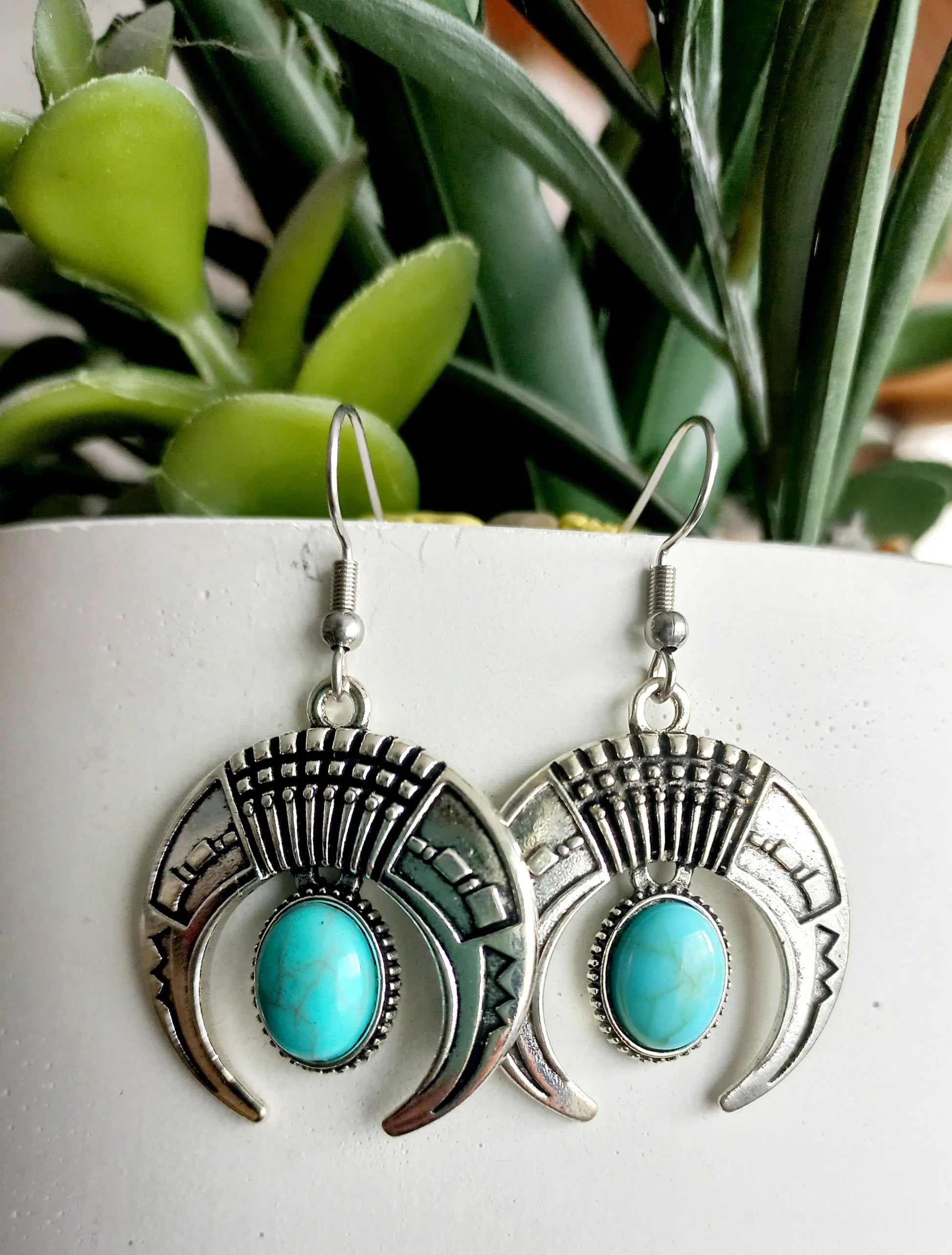 Ethnic Vintage Blue Beads Waterdrop Round Earrings