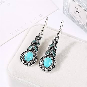 Vintage Bohemian Turquoise Necklace Earrings