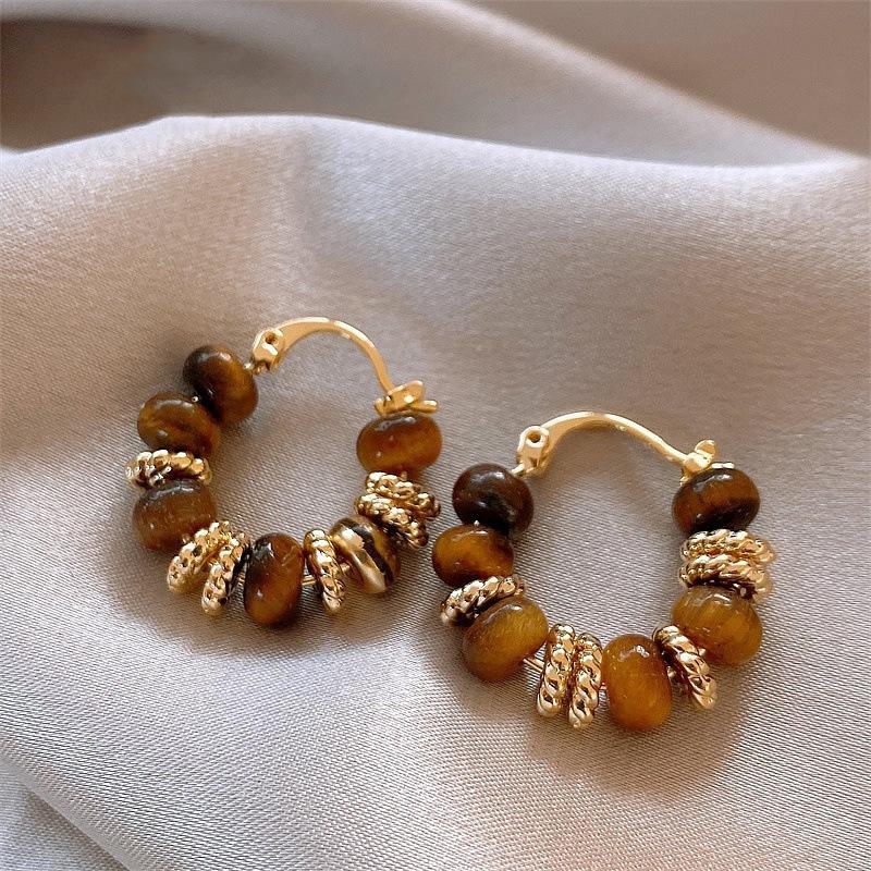 tiger's eye beaded earrings