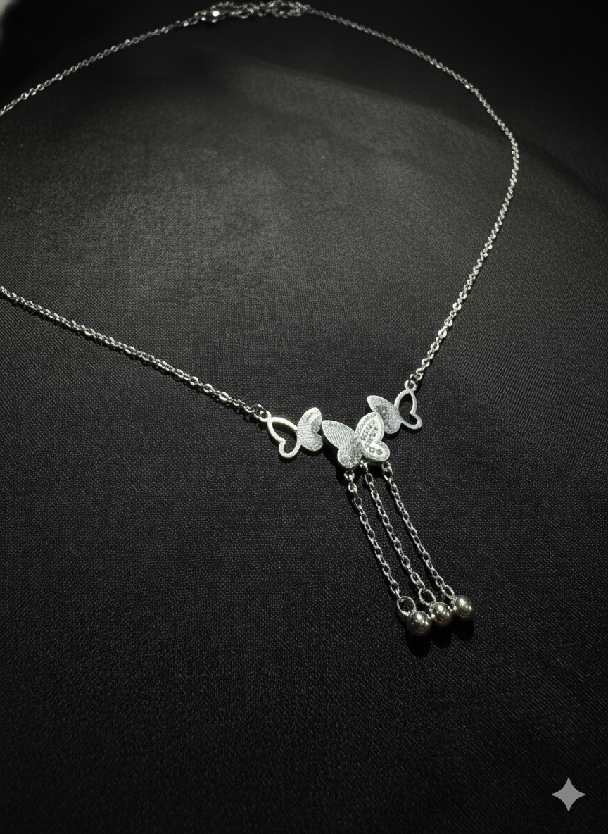 Silver butterfly dangle necklace