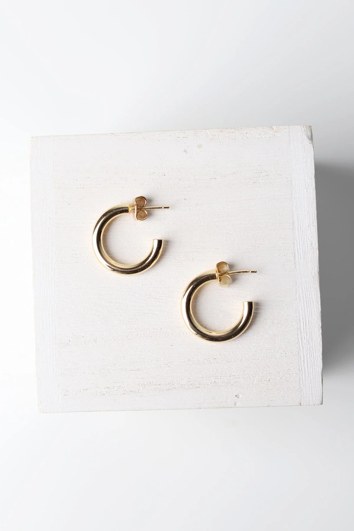 Golden post hoop earrings