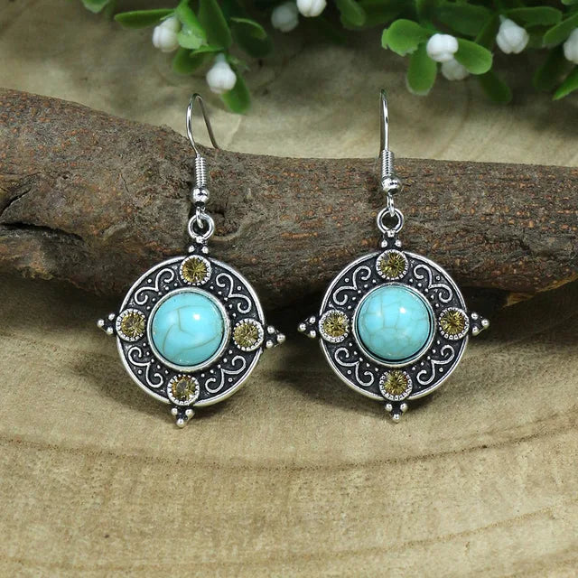 Turquoise silver dangle earrings