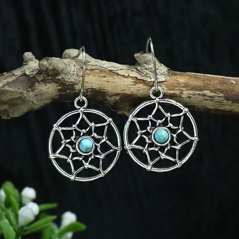 Vintage Bohemian Silver Color Geometric Dangle Earrings