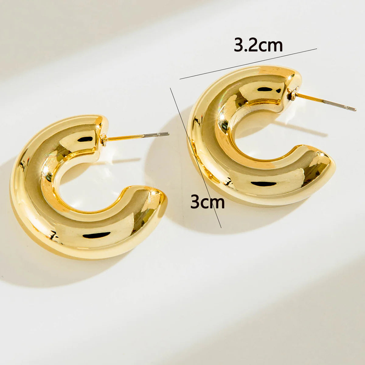 Retro Alloy Chunky C Shape Hoop Earrings