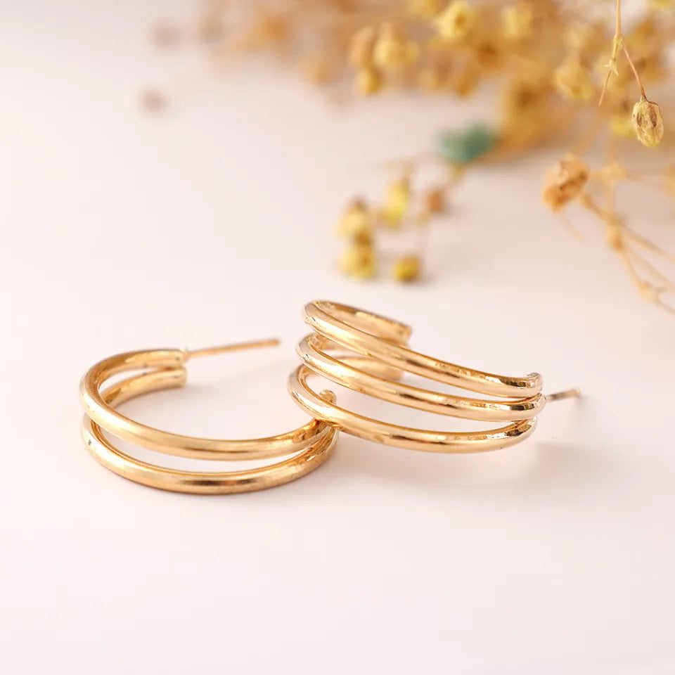 Three layer hoop earrings