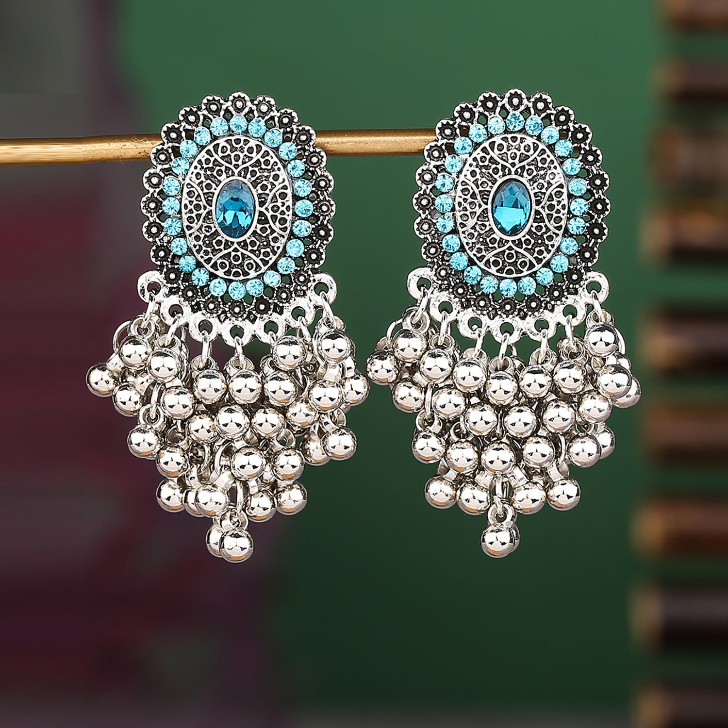 Indian ethnic white rhinestone earrings