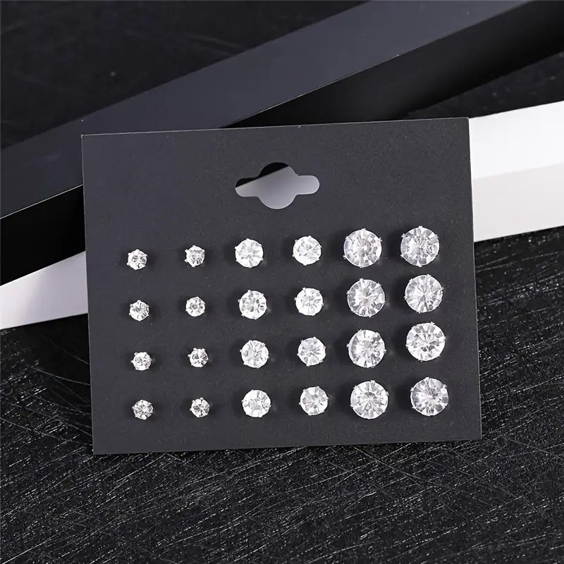 12pairs/set synthetic zicronia stud earrings