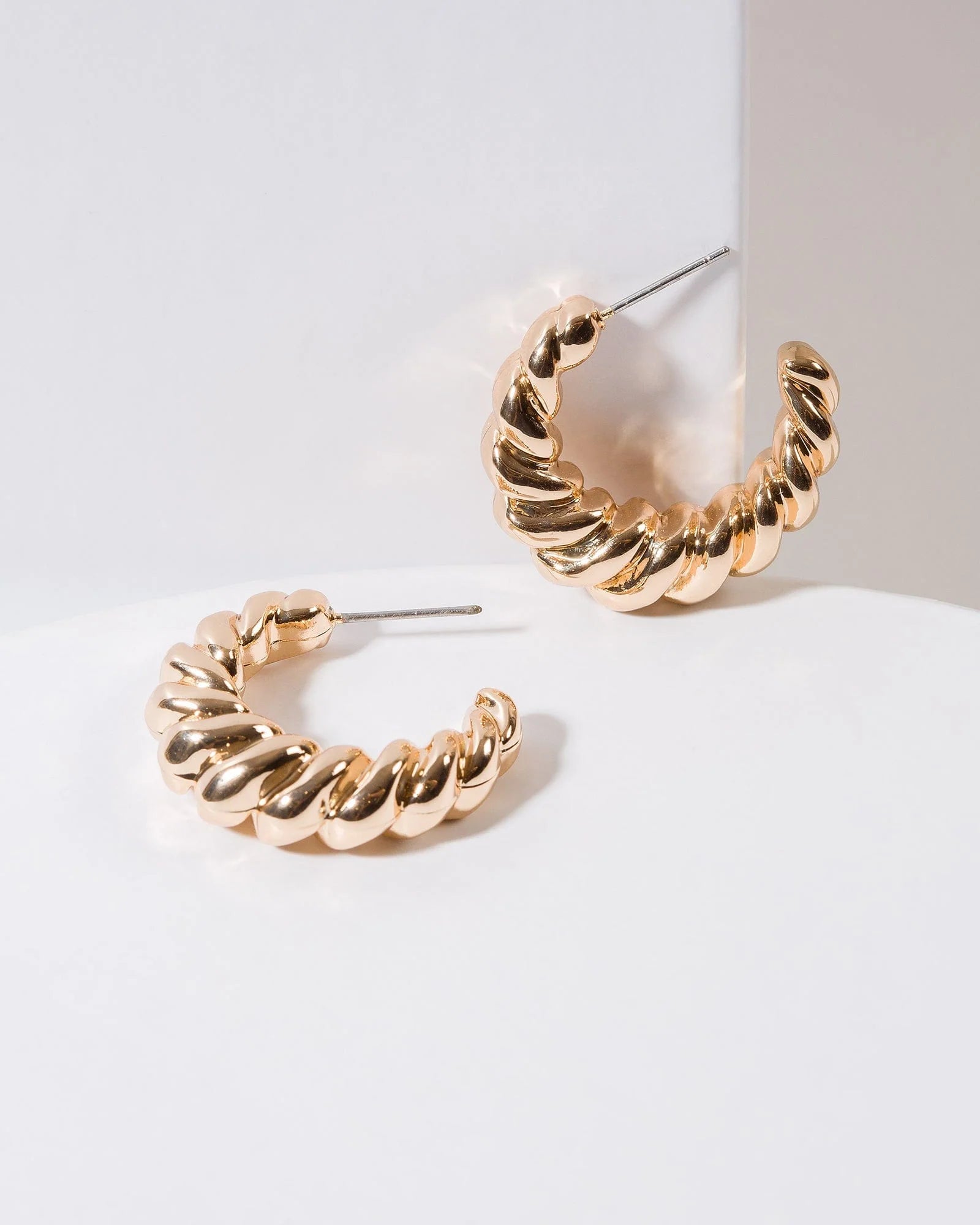 golden twist bubble hoop earrings