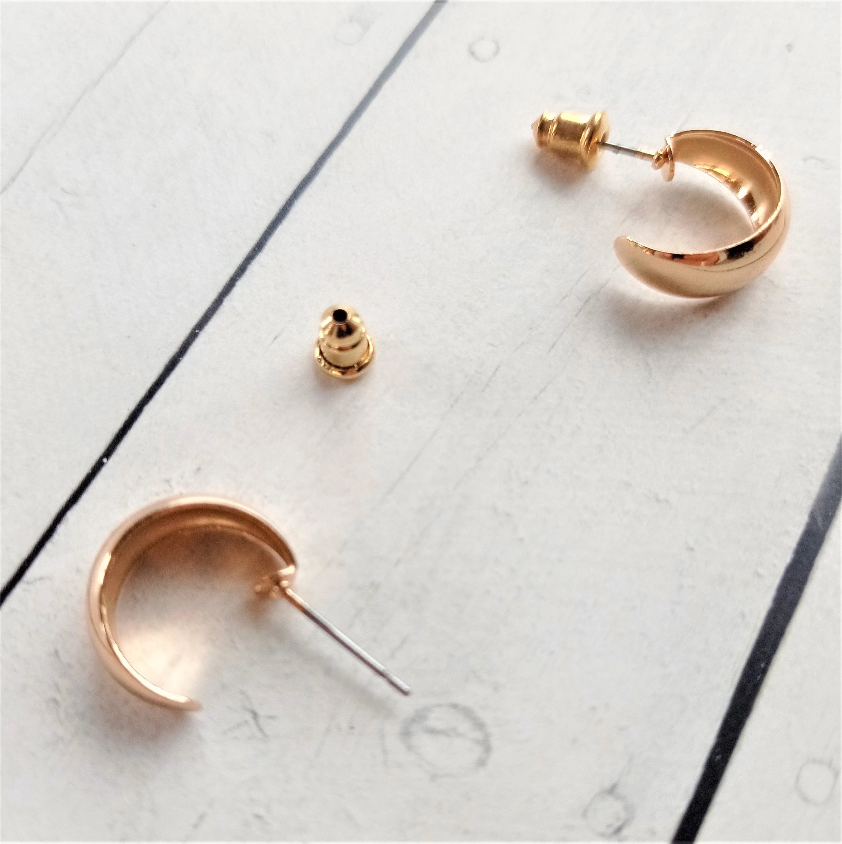 Golden chunky semi hoop earrings