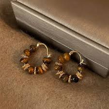 tiger's eye beaded earrings