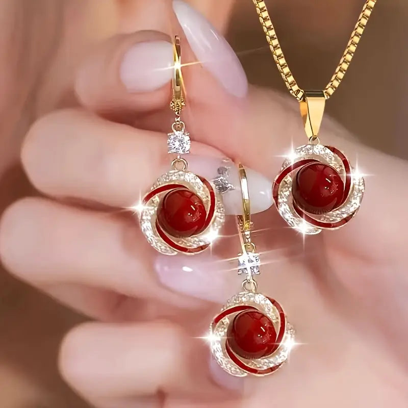 Red Pearl - Stud Earrings For Women.