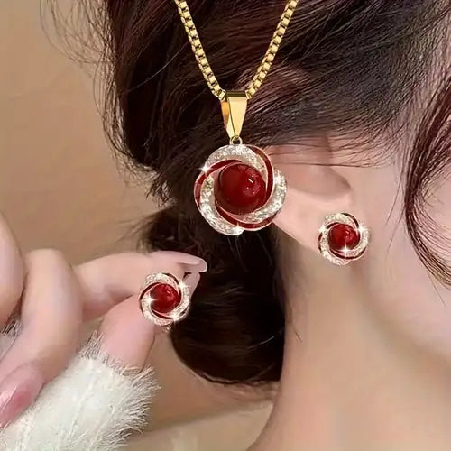 Red Pearl - Stud Earrings For Women.