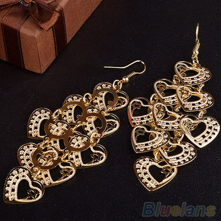 Opolski Women's Hollow Multilayer Sweetheart Dangle Earrings