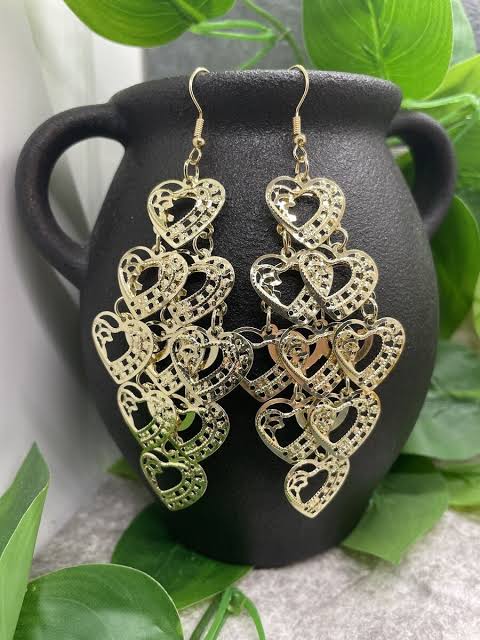 Opolski Women's Hollow Multilayer Sweetheart Dangle Earrings