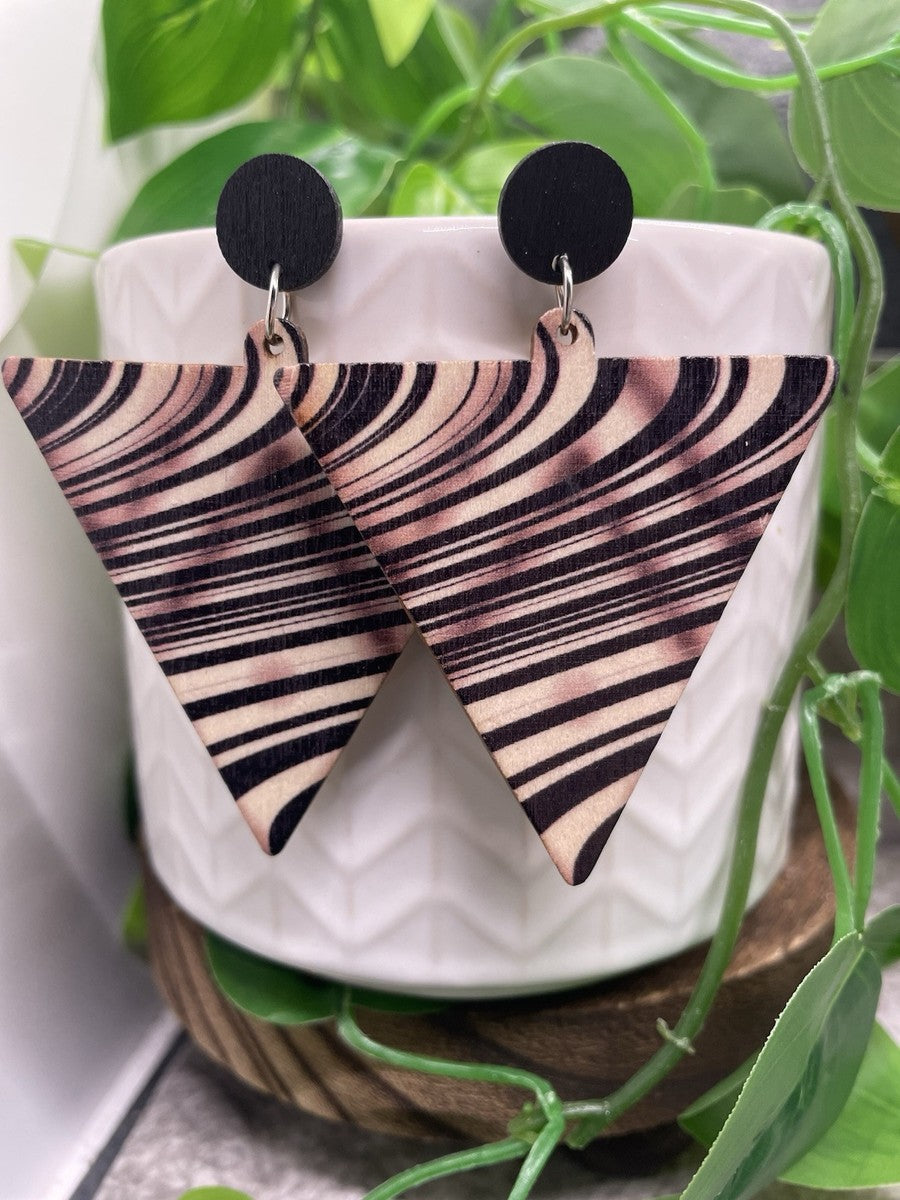Wood Tribal Ethnic Dangle Earring