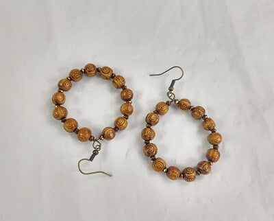 Wooden Swirl Hoop Earrings