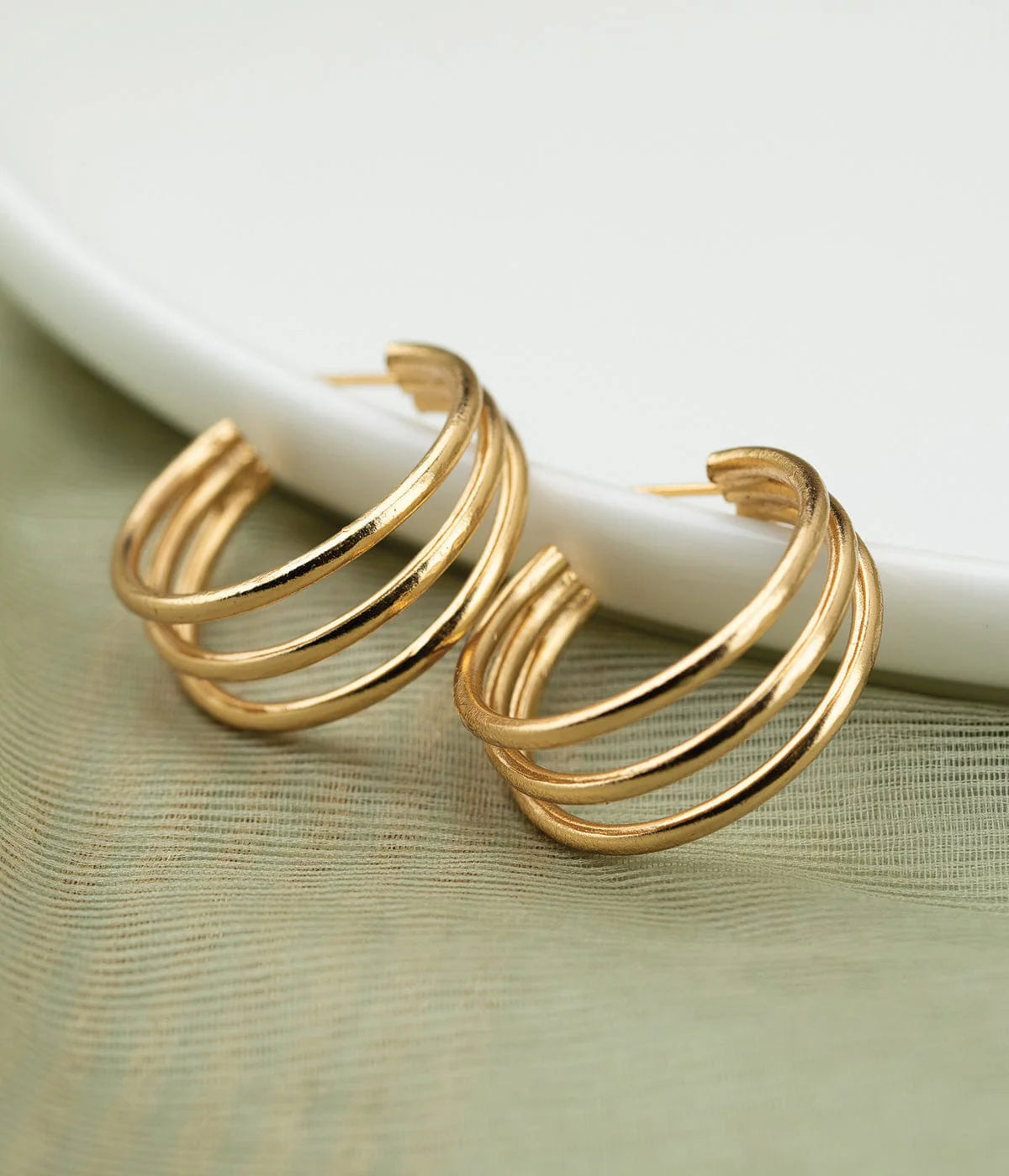 Three layer hoop earrings