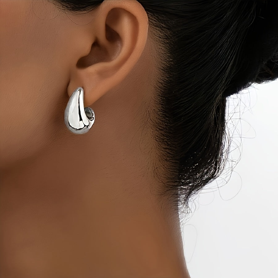 Chunky silver hoop earrings