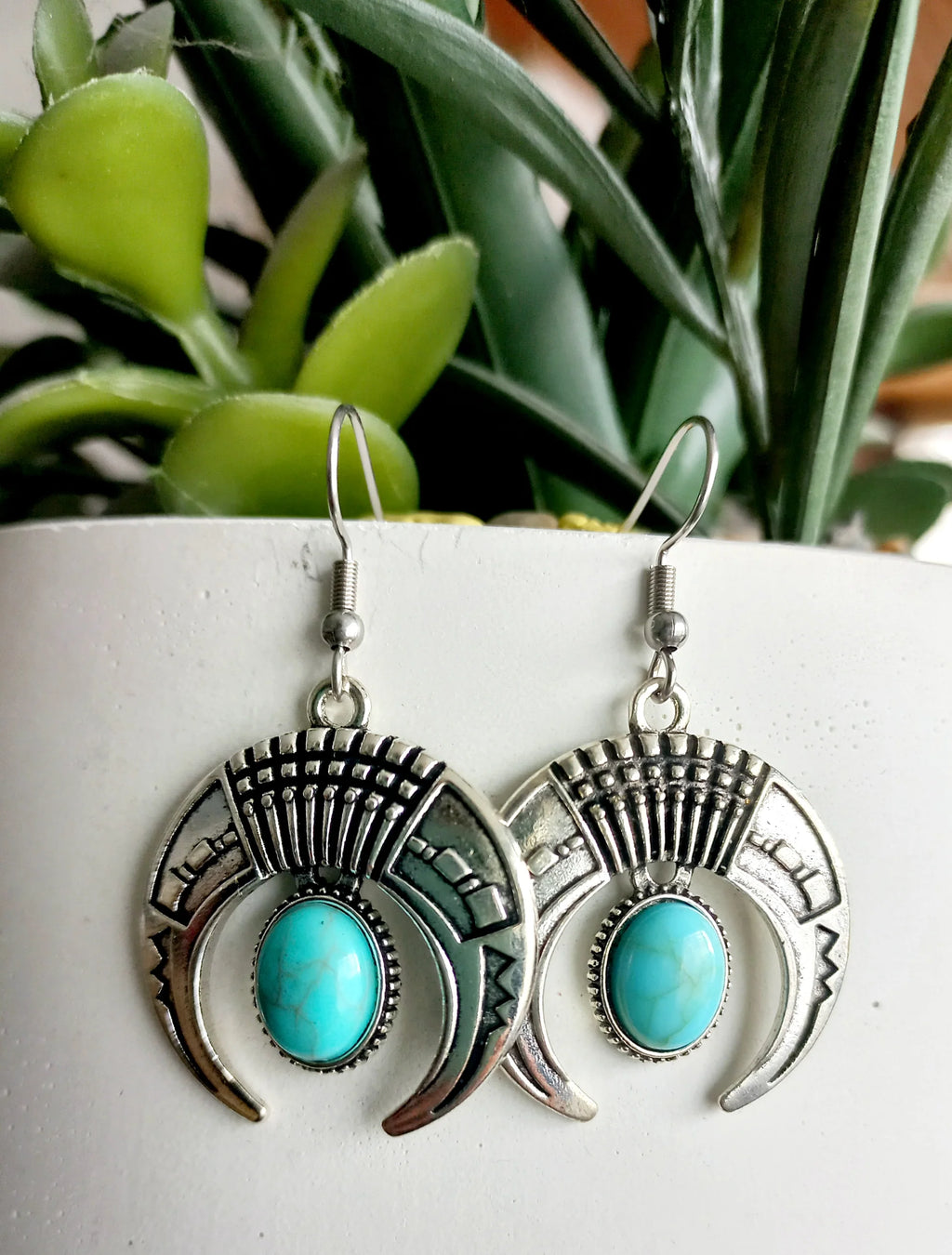 Ethnic Vintage Blue Beads Waterdrop Round Earrings