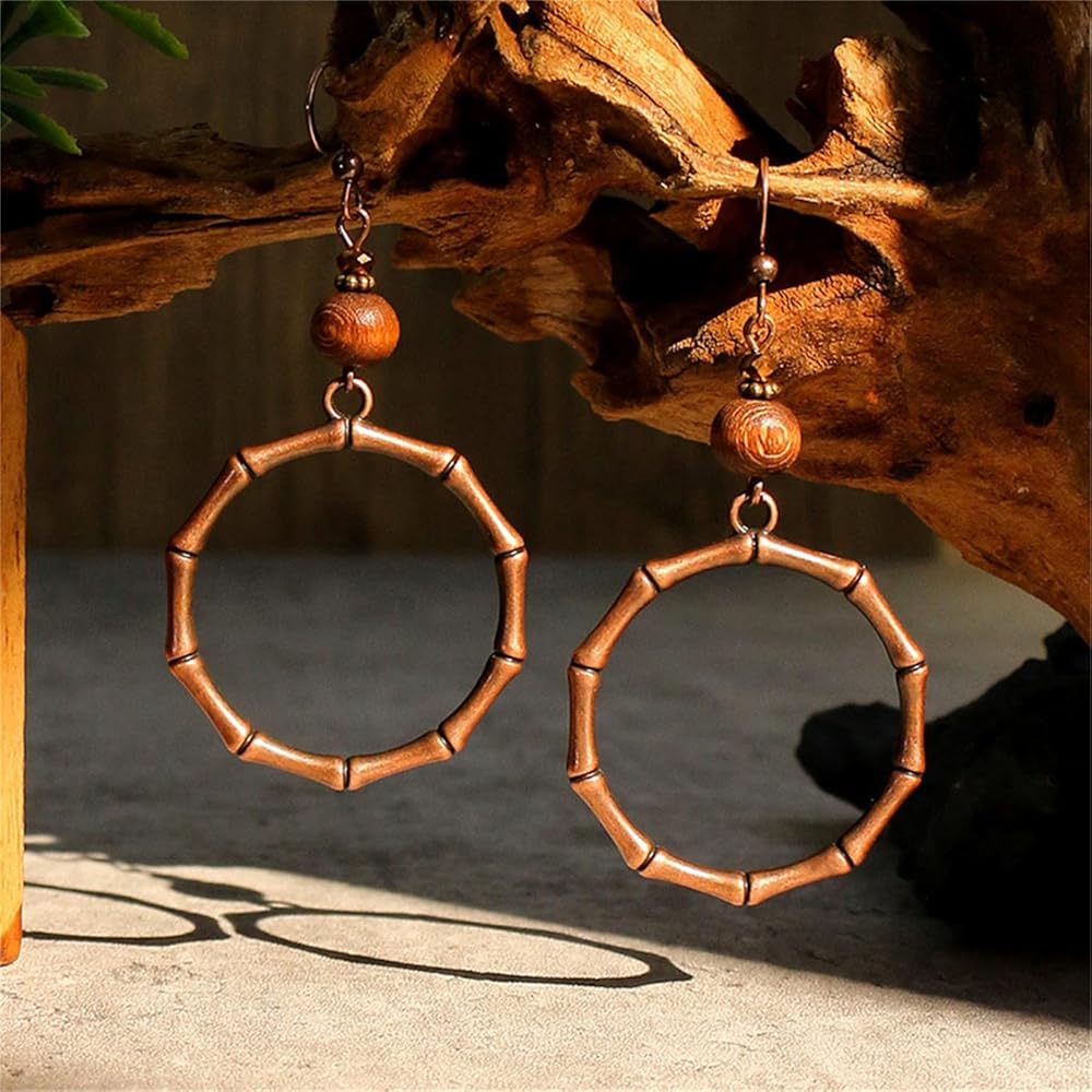 Coppertone Bamboo Hoop Pierced Earrings