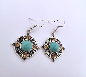 Turquoise silver dangle earrings