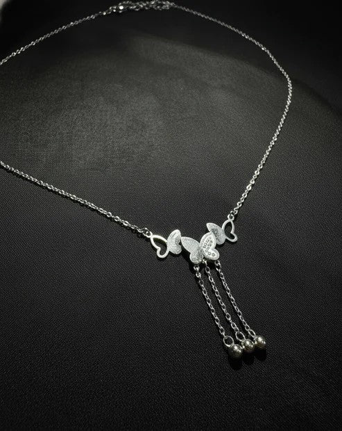 Silver butterfly dangle necklace