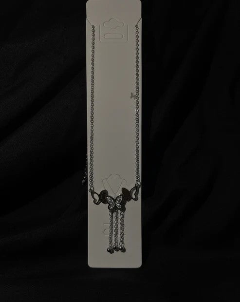 Silver butterfly dangle necklace