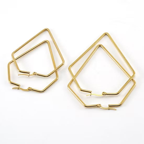 Diamond shaped hoop earrings