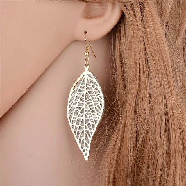Long Hanging leaf shaped earrings
