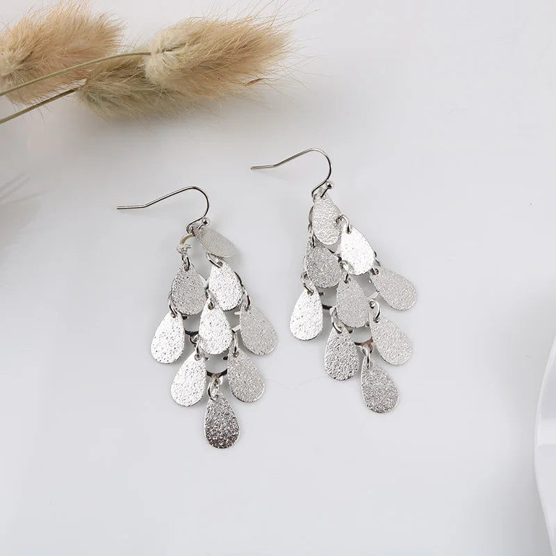 Bohemian Multilayer Long Clip earrings