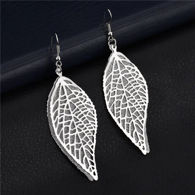 Long Hanging leaf shaped earrings