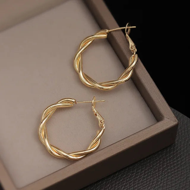Twisted wire hoop earrings