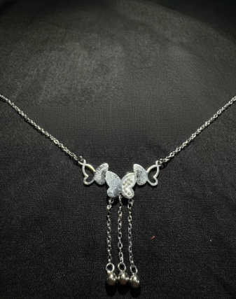Silver Butterfly Dangle Necklace