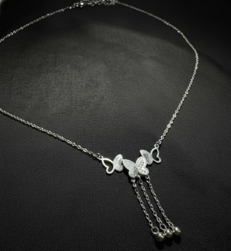Silver Butterfly Dangle Necklace