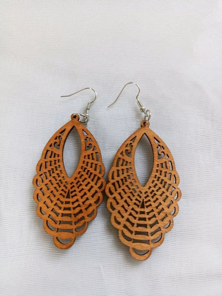 African-style wooden dangle earrings