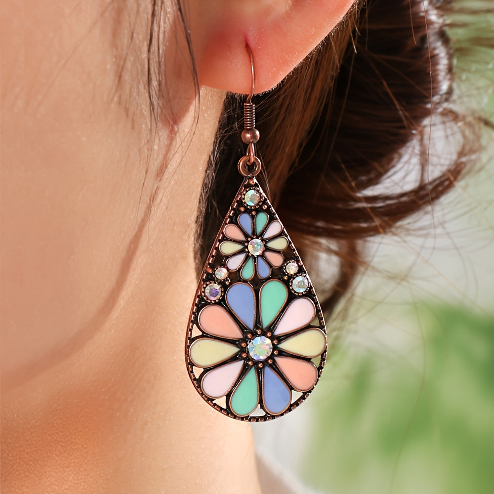Bohemian Colorful Enamel Drop Earrings for Women – Boho Retro