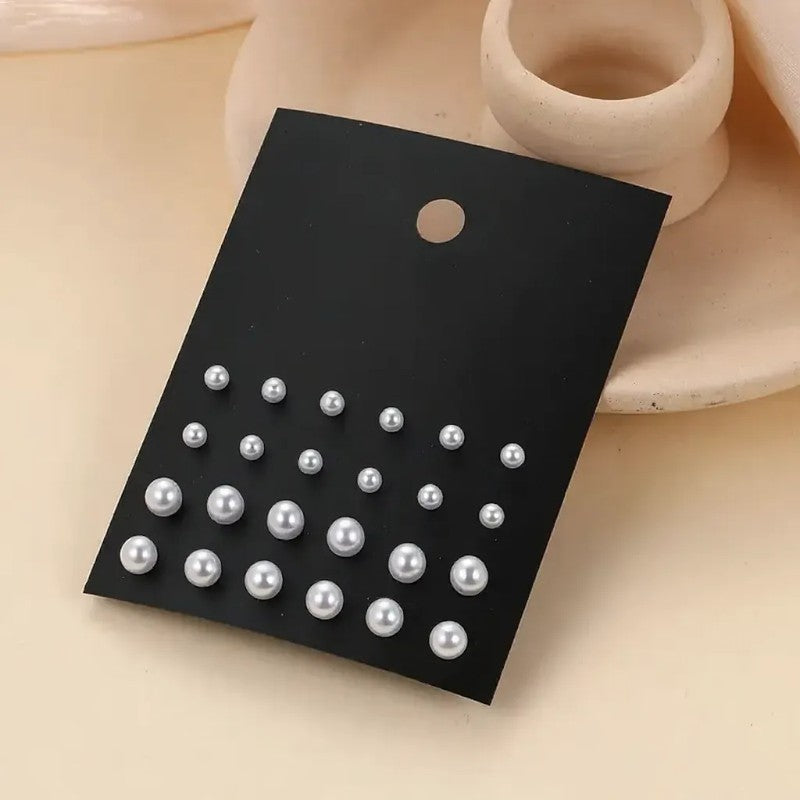 12pairs/set faux pearl stud earrings