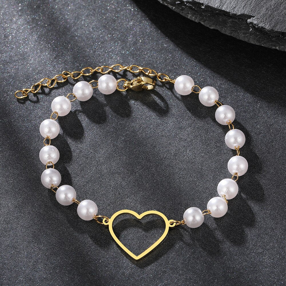 Pearl bracelet heart
