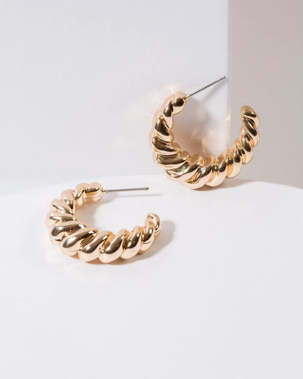 golden twist bubble hoop earrings