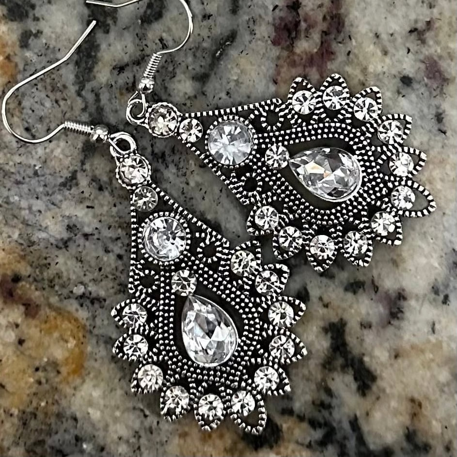 Antique silver dangle earrings