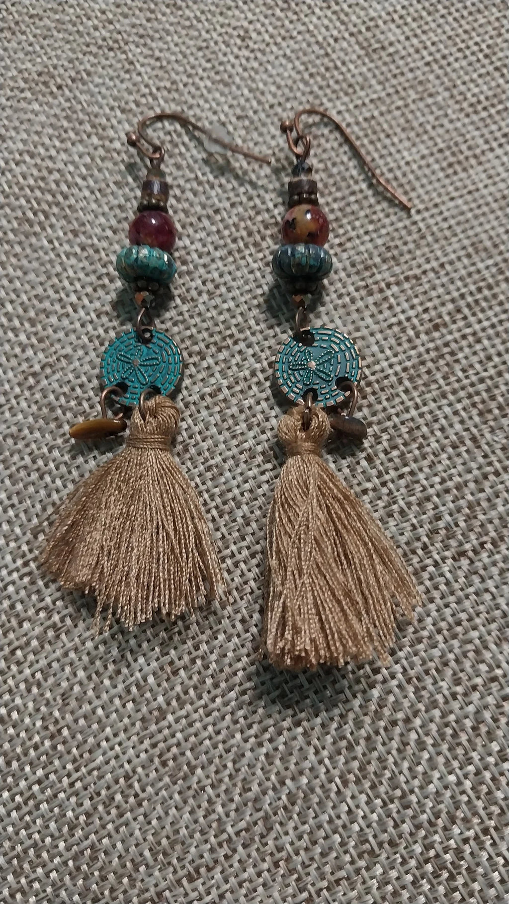 Bohemian Ethnic Brown Tassel Natural Wooden Hanging Earrings