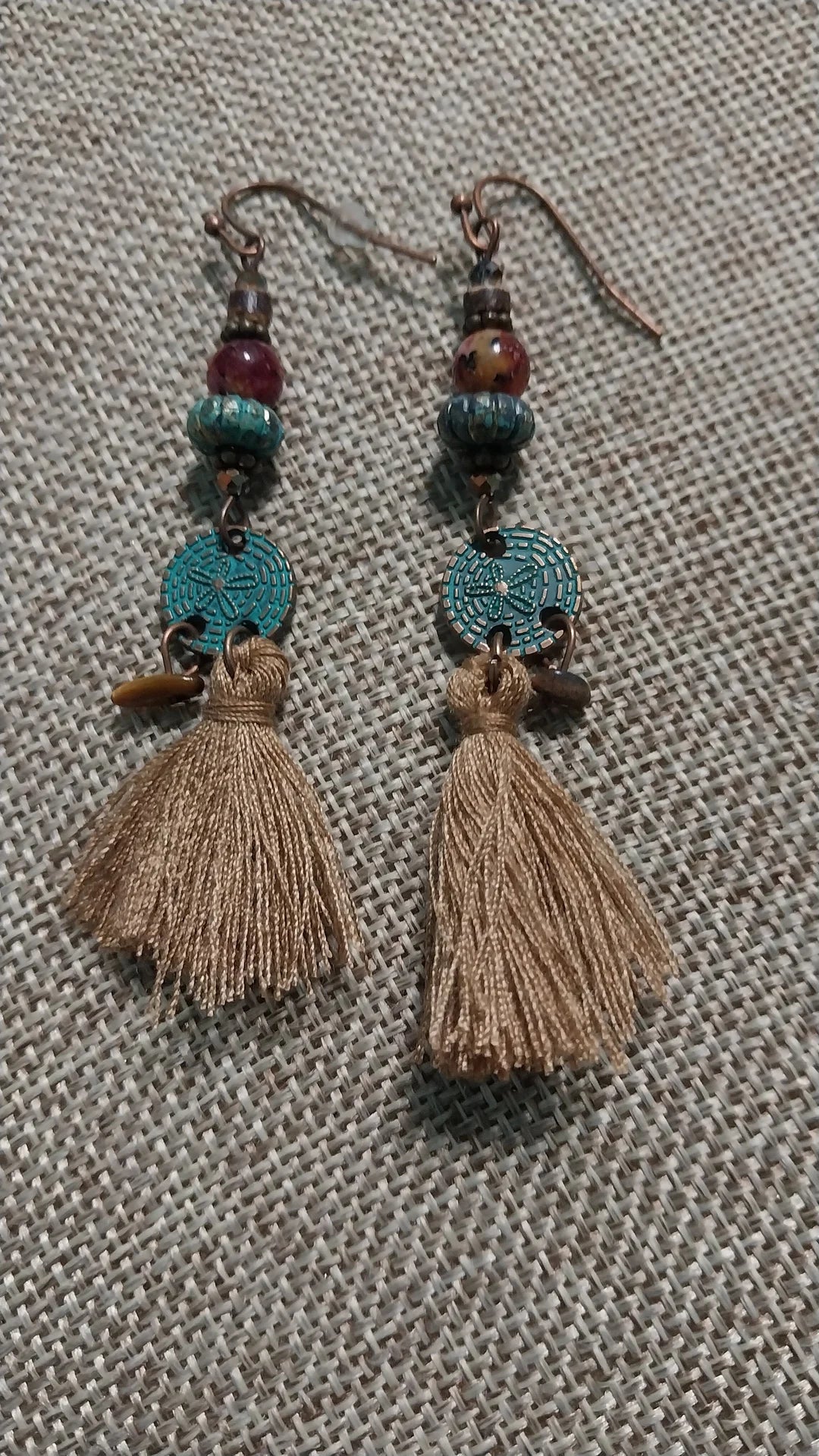 Bohemian Ethnic Brown Tassel Natural Wooden Hanging Earrings