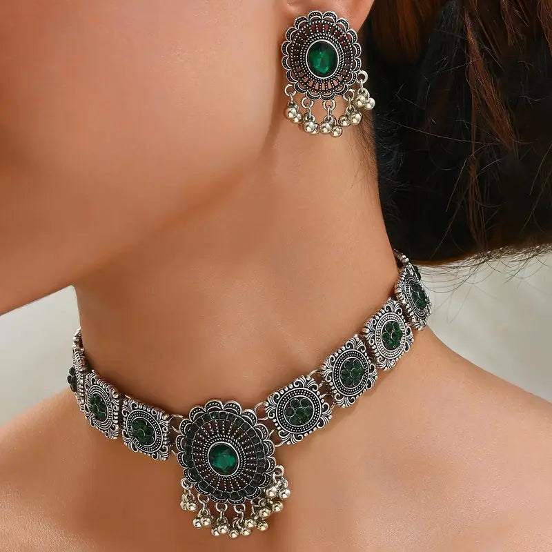Vintage Inspired Tassel Necklace Earrings Set