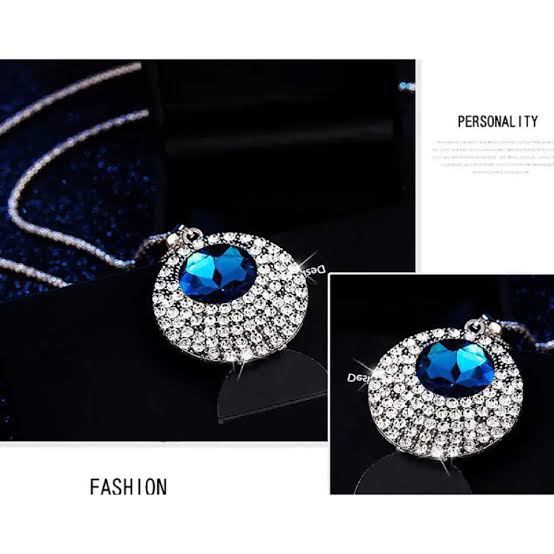 Vintage Rhinestone Inlaid Long Chain Necklace with Round Pendant