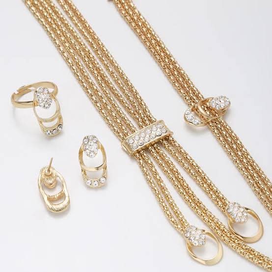 Luxury 4-Piece Jewelry Set for Women – Necklace, Bracelet, Ring & Earrings