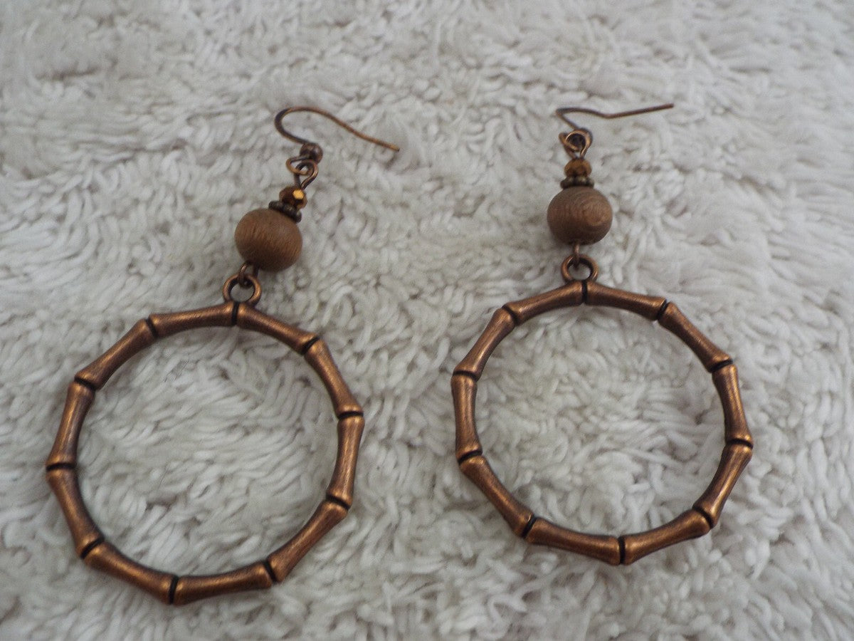Coppertone Bamboo Hoop Pierced Earrings
