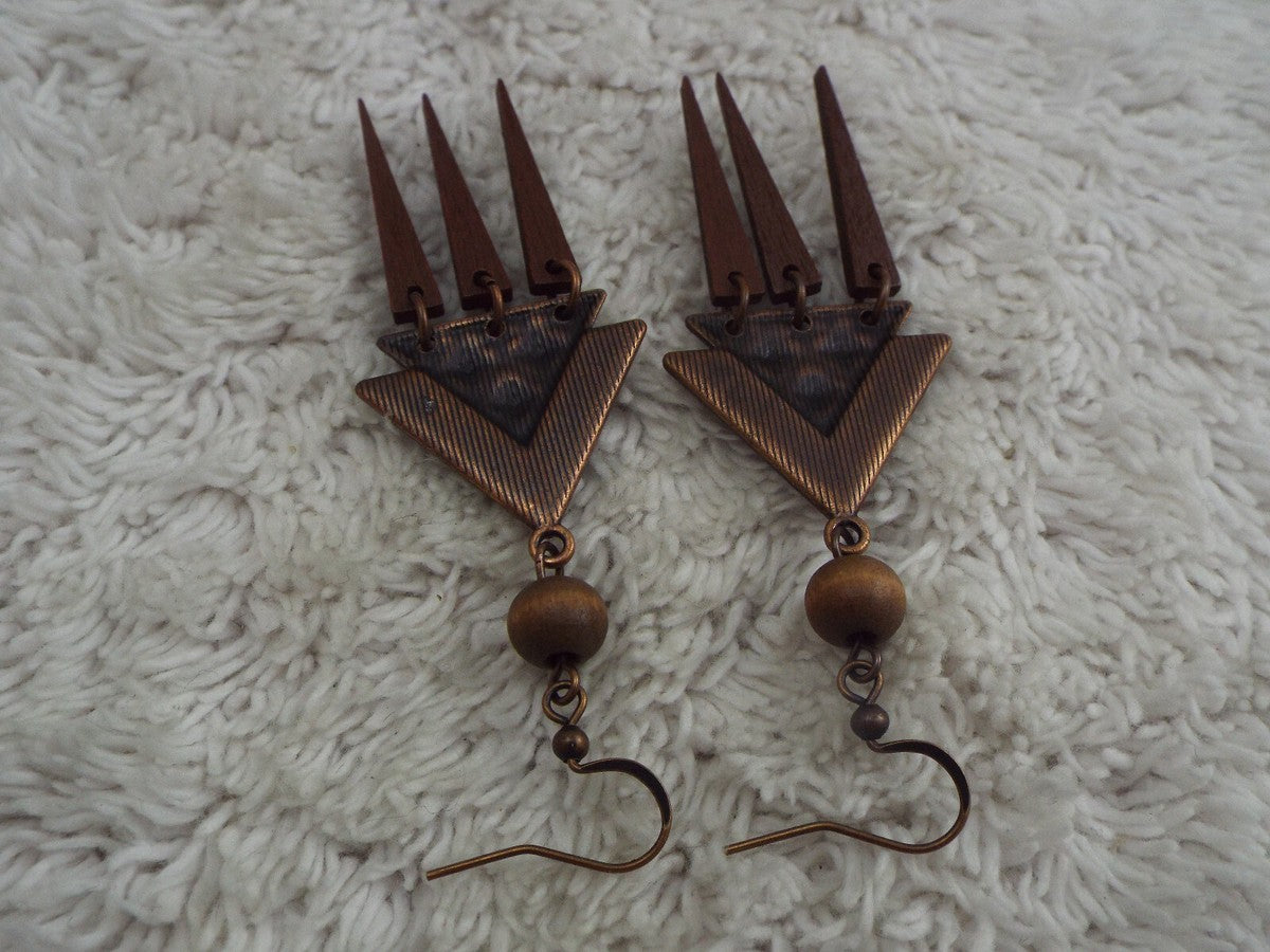 Coppertone Brown Wood Pierced Earrings