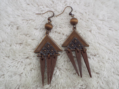 Coppertone Brown Wood Pierced Earrings
