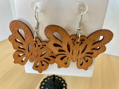 Wooden butterfly earrings